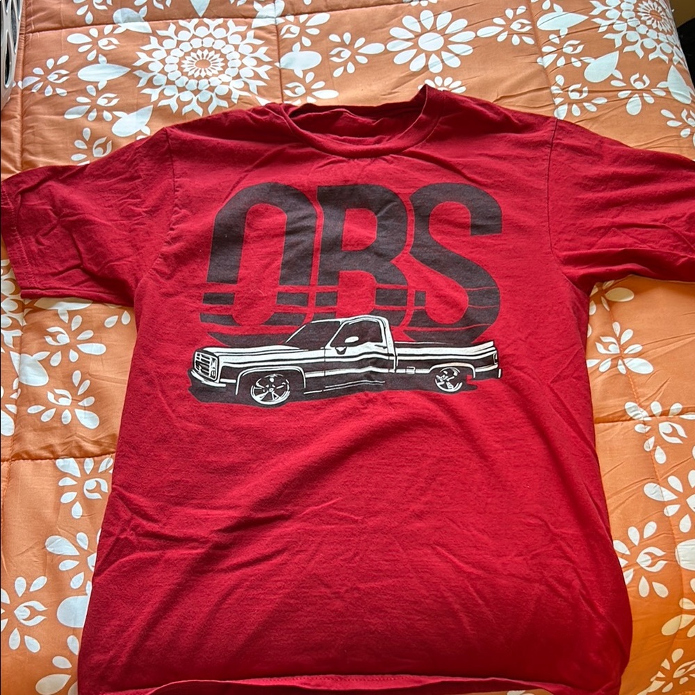 Vibrant Red Short Sleeve Tee with Graphic Design